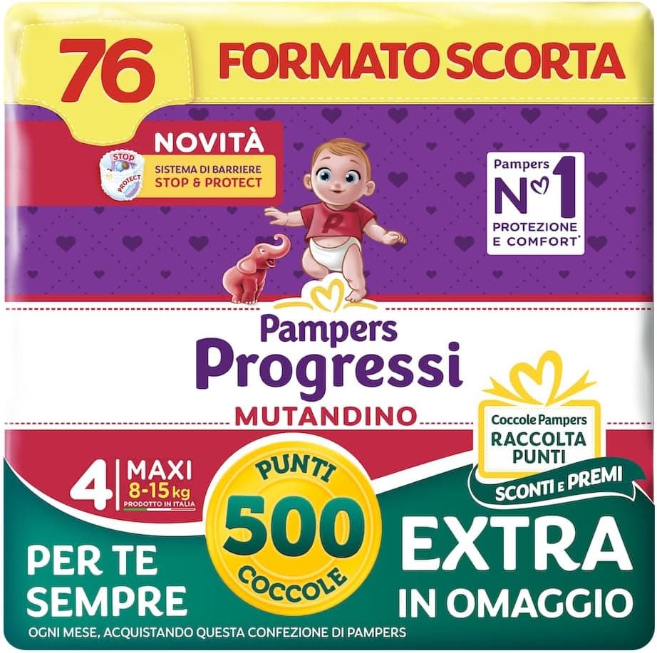 Offerta -35%: Pampers Progressi Mutandino Maxi a soli 29,00 €!