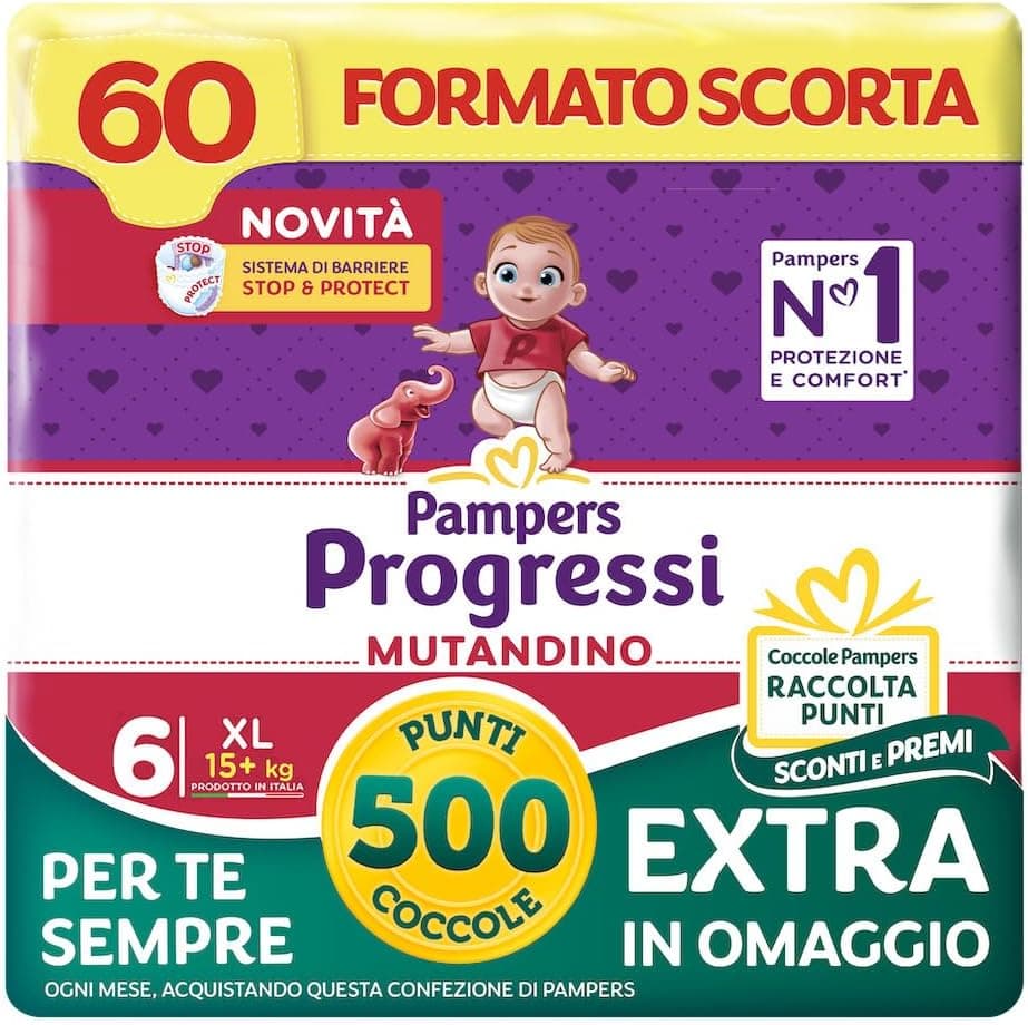 Offerta -35%: Pampers Progressi Mutandino XL a soli 29€!