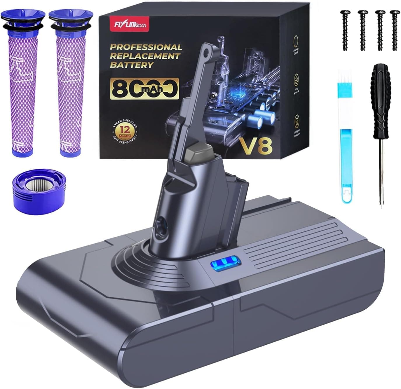 Risparmia 12€! Batteria FLYLINKTECH 8000mAh per Dyson V8 in offerta