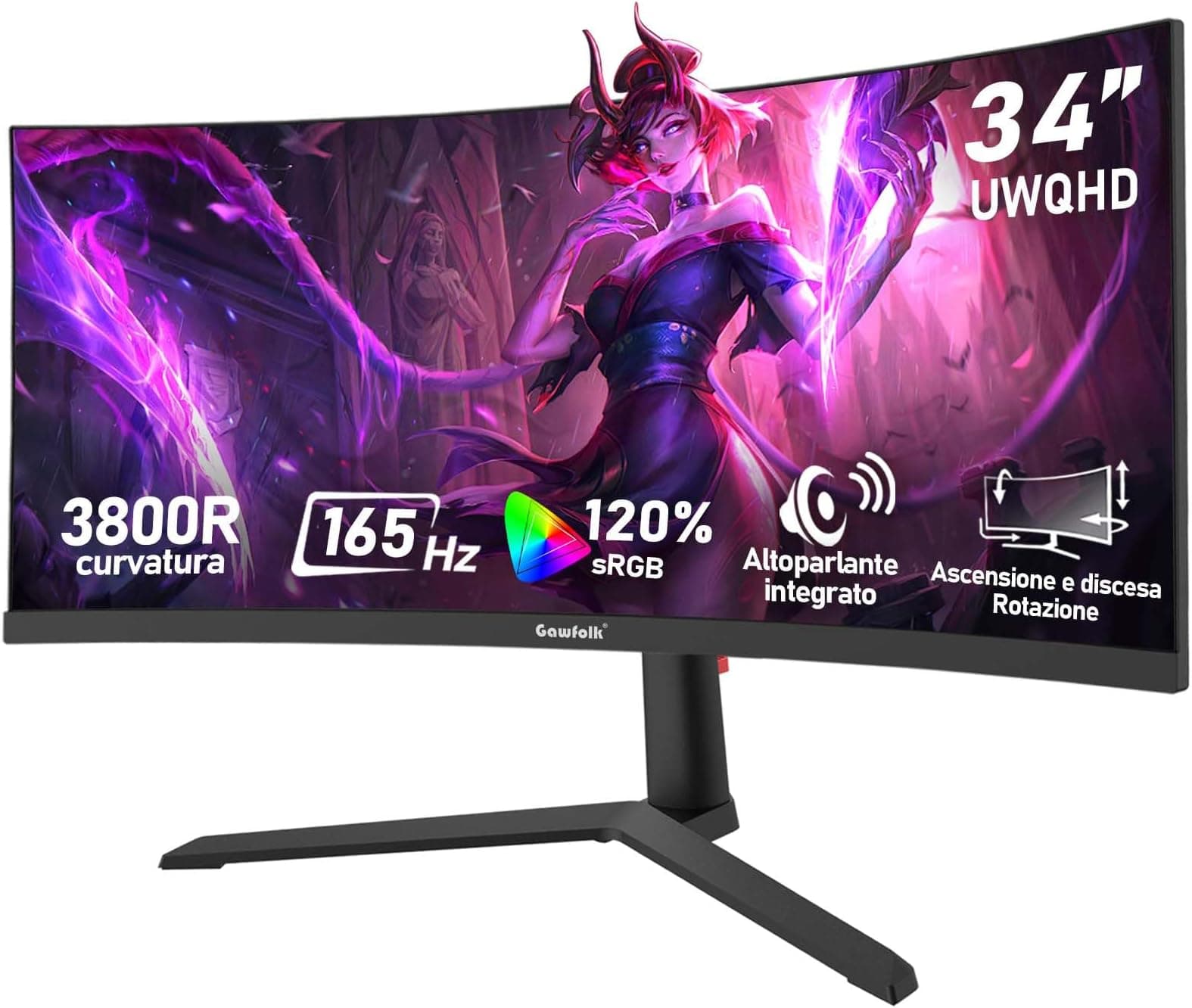 Offerta -23%: Gawfolk Monitor Curvo 34" UWQHD a soli 208,98€!