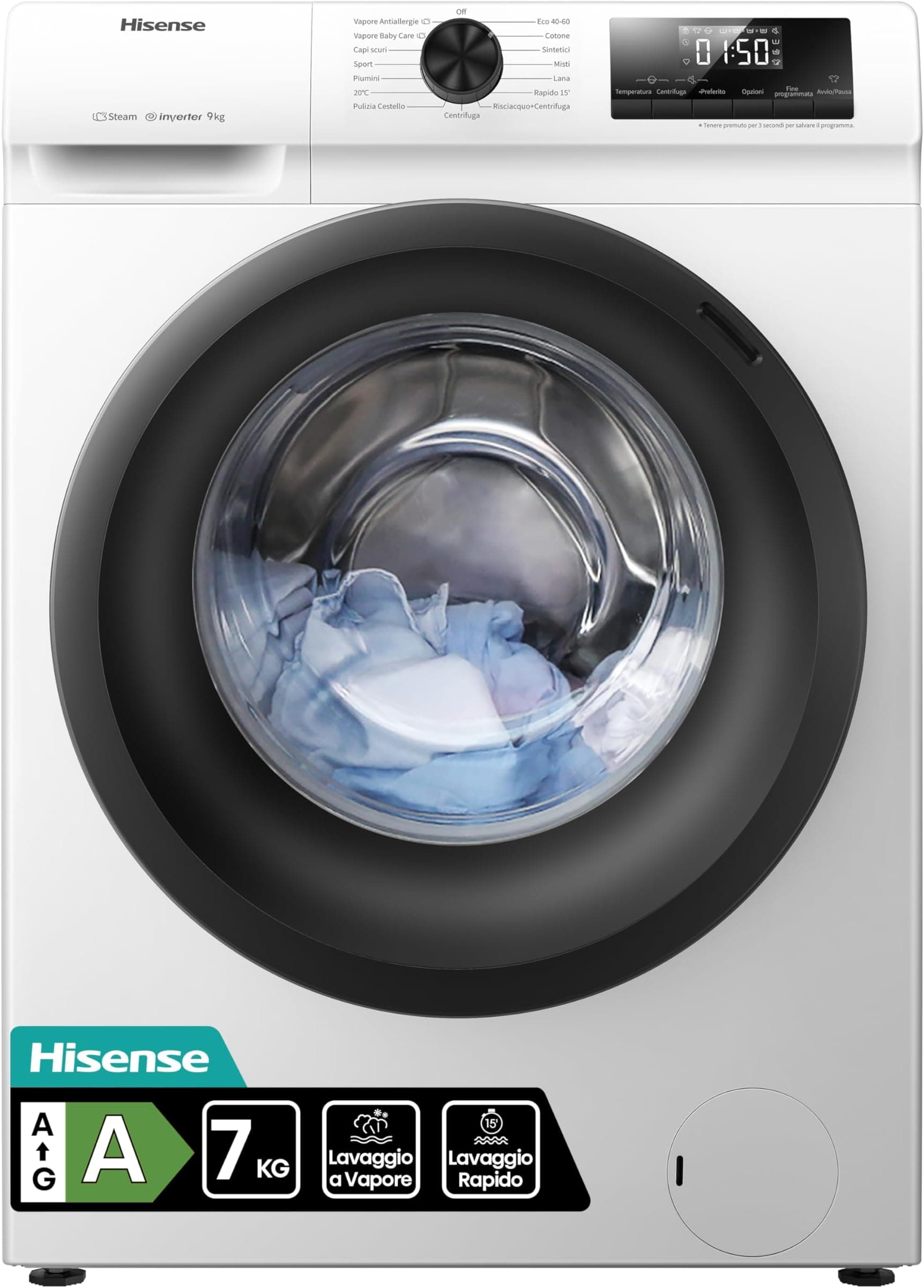 Offerta -26%: Hisense WFQE7012EVM, la lavatrice ideale per ogni casa!