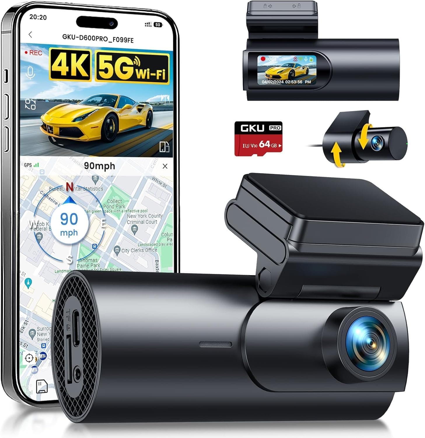 Offerta -24%: GKU 4K Dash Cam Auto a soli 75,99€!