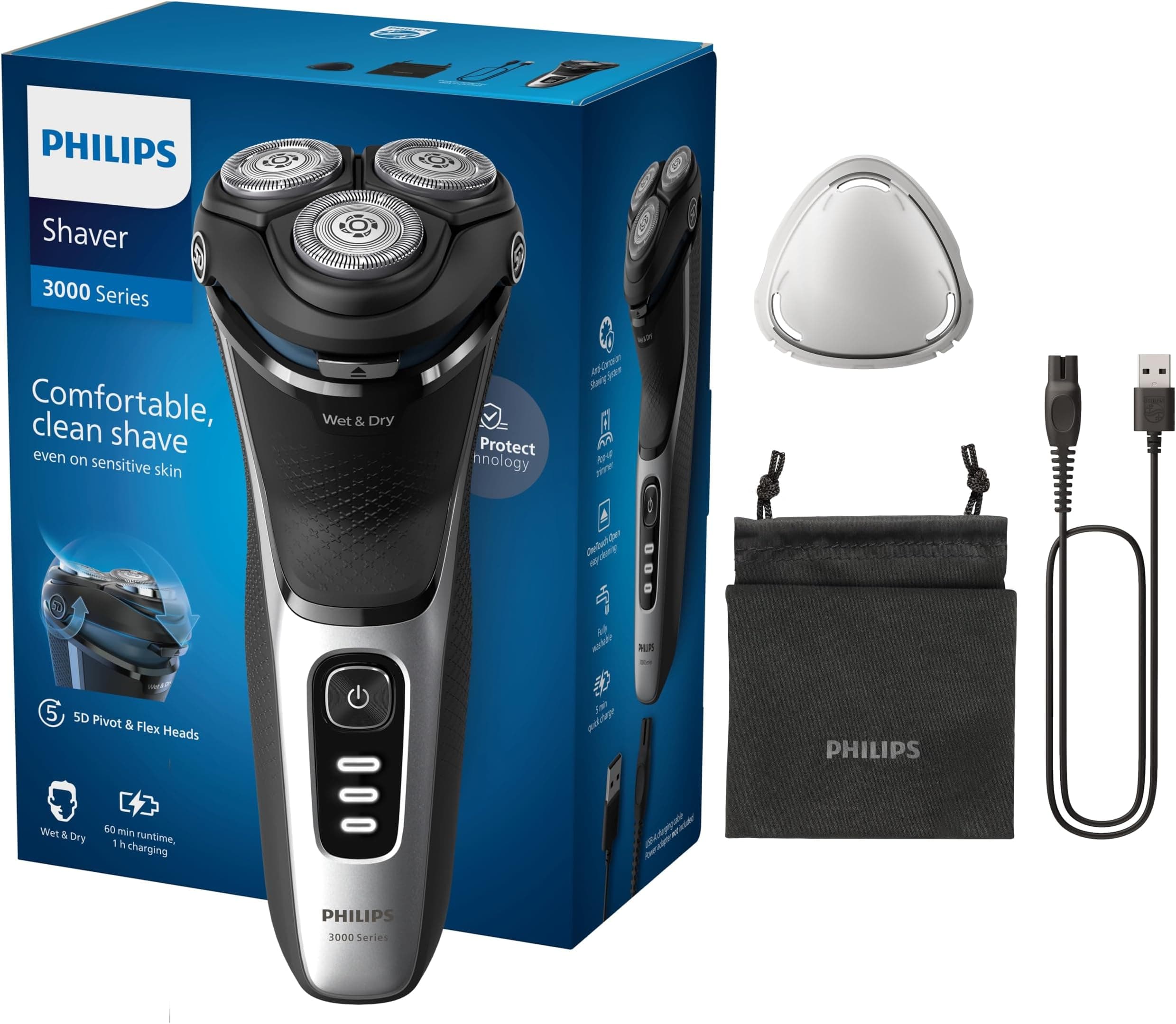 Offerta -48%: Philips rasoio elettrico serie 3000 a soli 49,99€