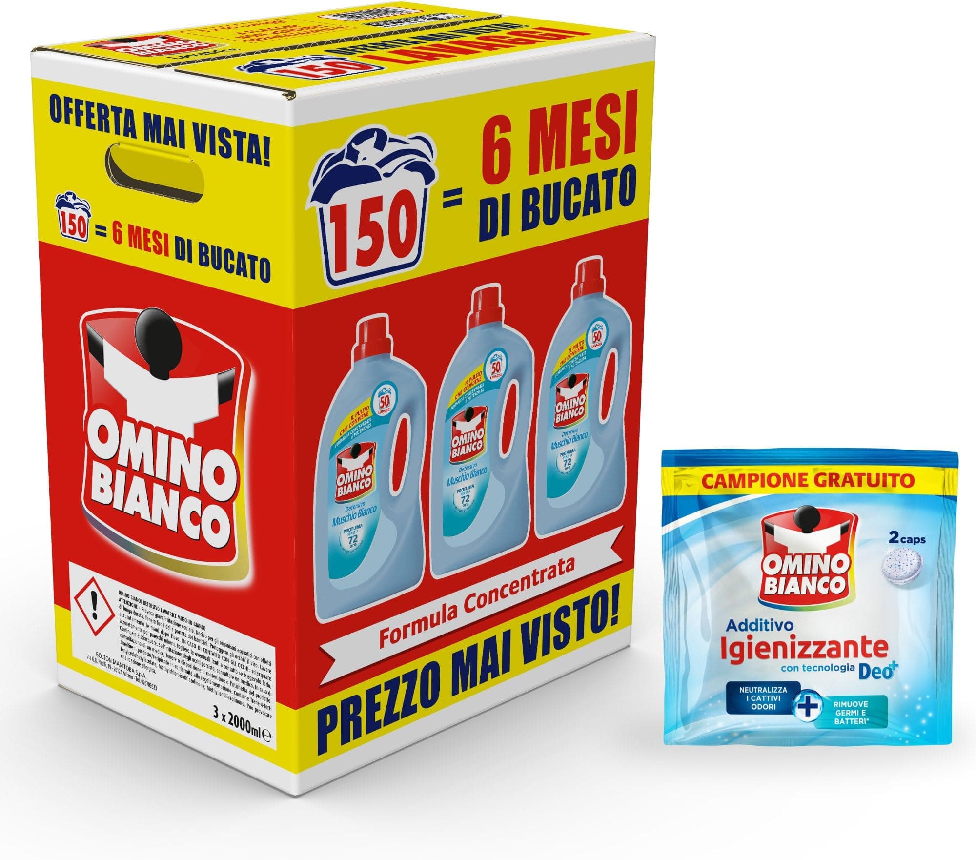 Offerta -39%: Omino Bianco Detersivo Lavatrice a 10,99 €