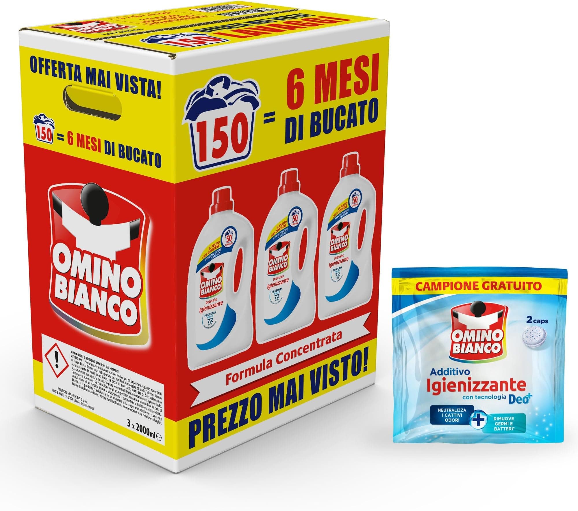 Risparmia il 39%! Omino Bianco Detersivo Lavatrice Igienizzante